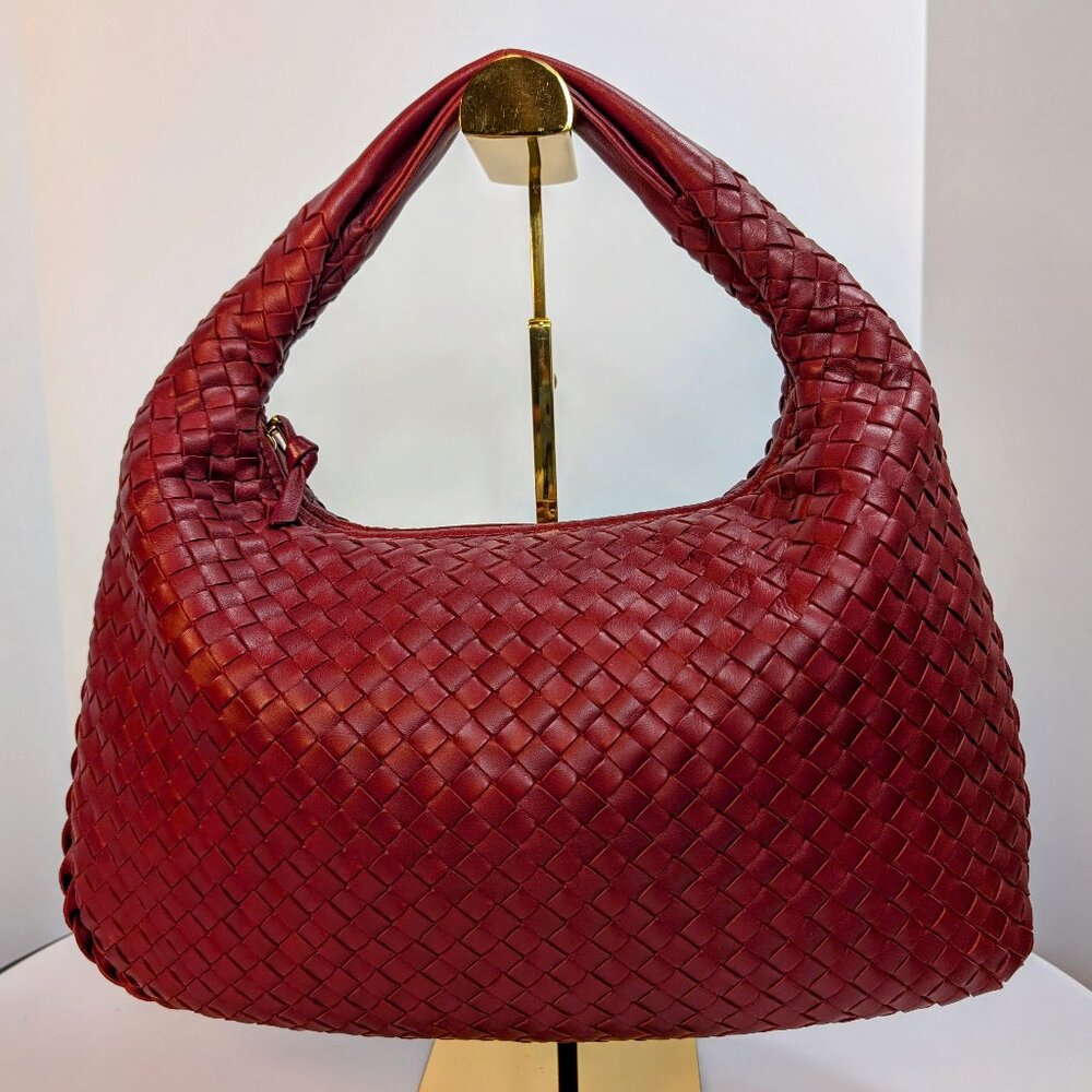 Bottega Veneta Deep Red Napa Leather Hobo Campana Bag